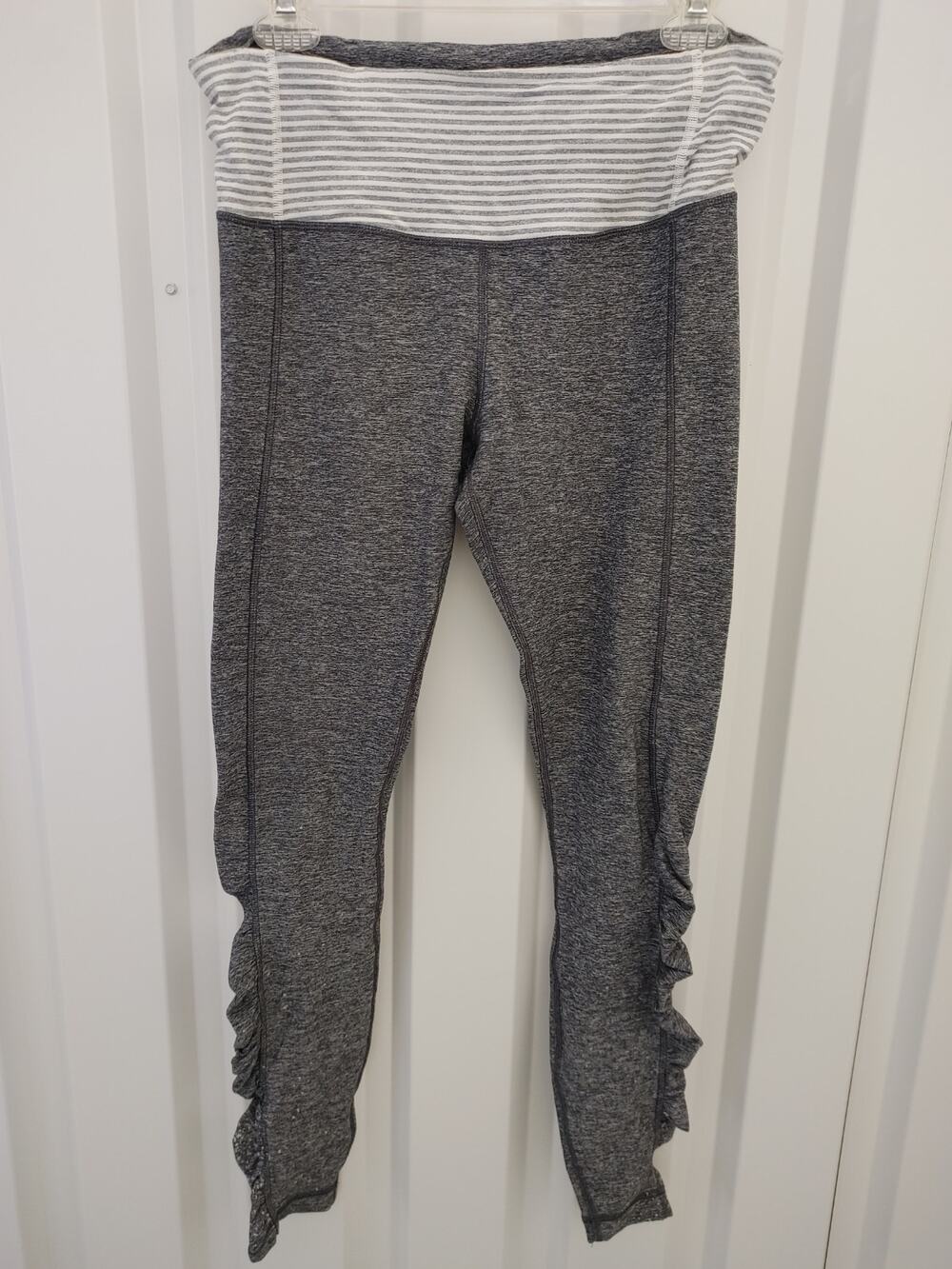 Lululemon Leggings Yogi Dance Heather Gray Ruching Legs Sz 10
